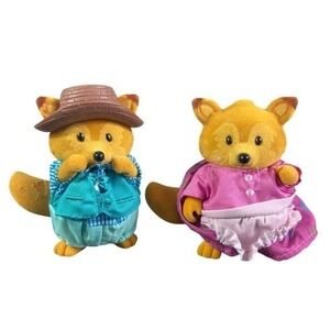 Lil Woodzeez Tippytails Lot Set Figure Fox Mama and Papa Figures Family Kids Toy